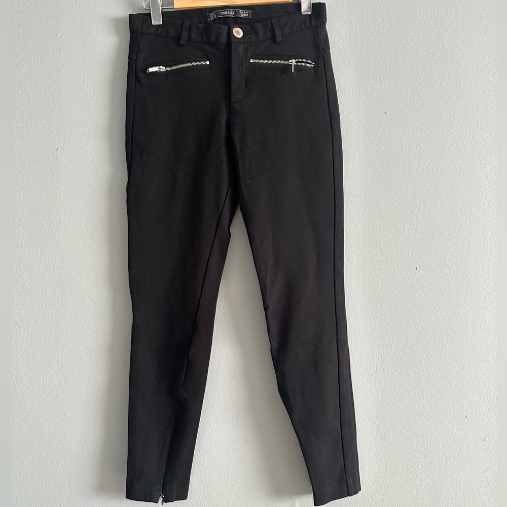 Zara trafaluc skinny pants with zipper closures on ankles black size SMALL